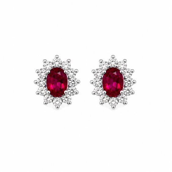 Orecchini Donna Oro Donna in Oro bianco Rubini+Diamanti 1.20 Ct LOR12916.008 - LOR12916.008